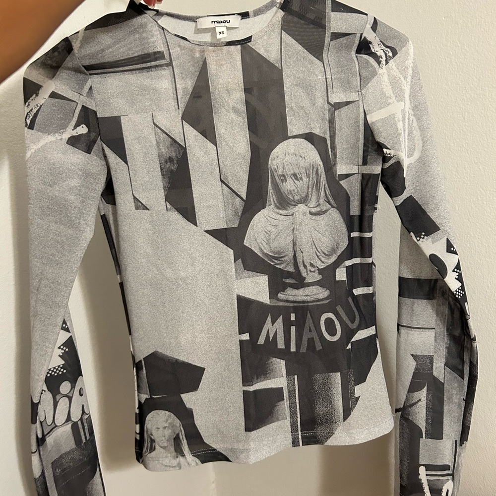 Miaou long sleeve mesh top